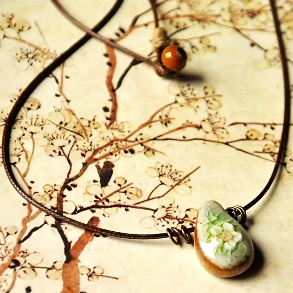 Women's Girls Bohemian Rustic Pendant Necklace with Flowers